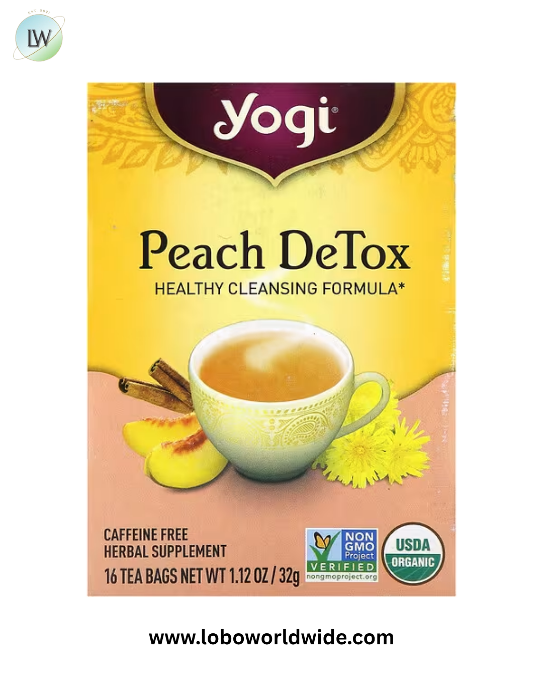 Yogi Tea, Peach DeTox, Caffeine Free, 16 Tea Bags, 1.12 oz (32 g)