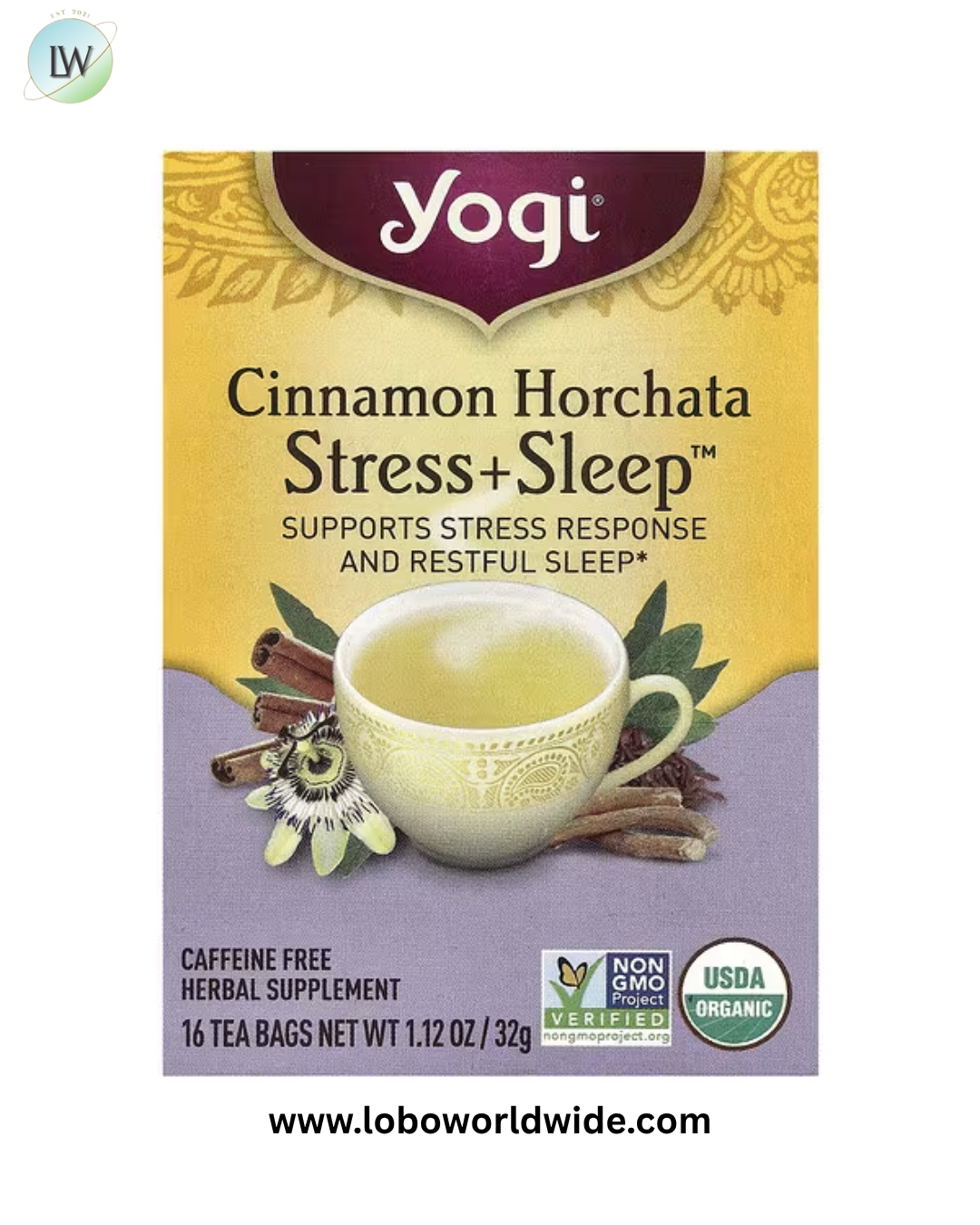 Yogi Tea, Stress + Sleep™, Cinnamon Horchata, Caffeine Free, 16 Tea Bags, 1.12 oz (32 g)