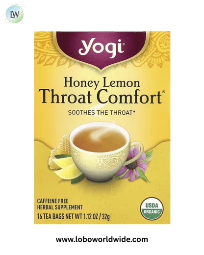 Yogi Tea, Throat Comfort®, Honey Lemon, Caffeine Free, 16 Tea Bags, 1.12 oz (32 g)