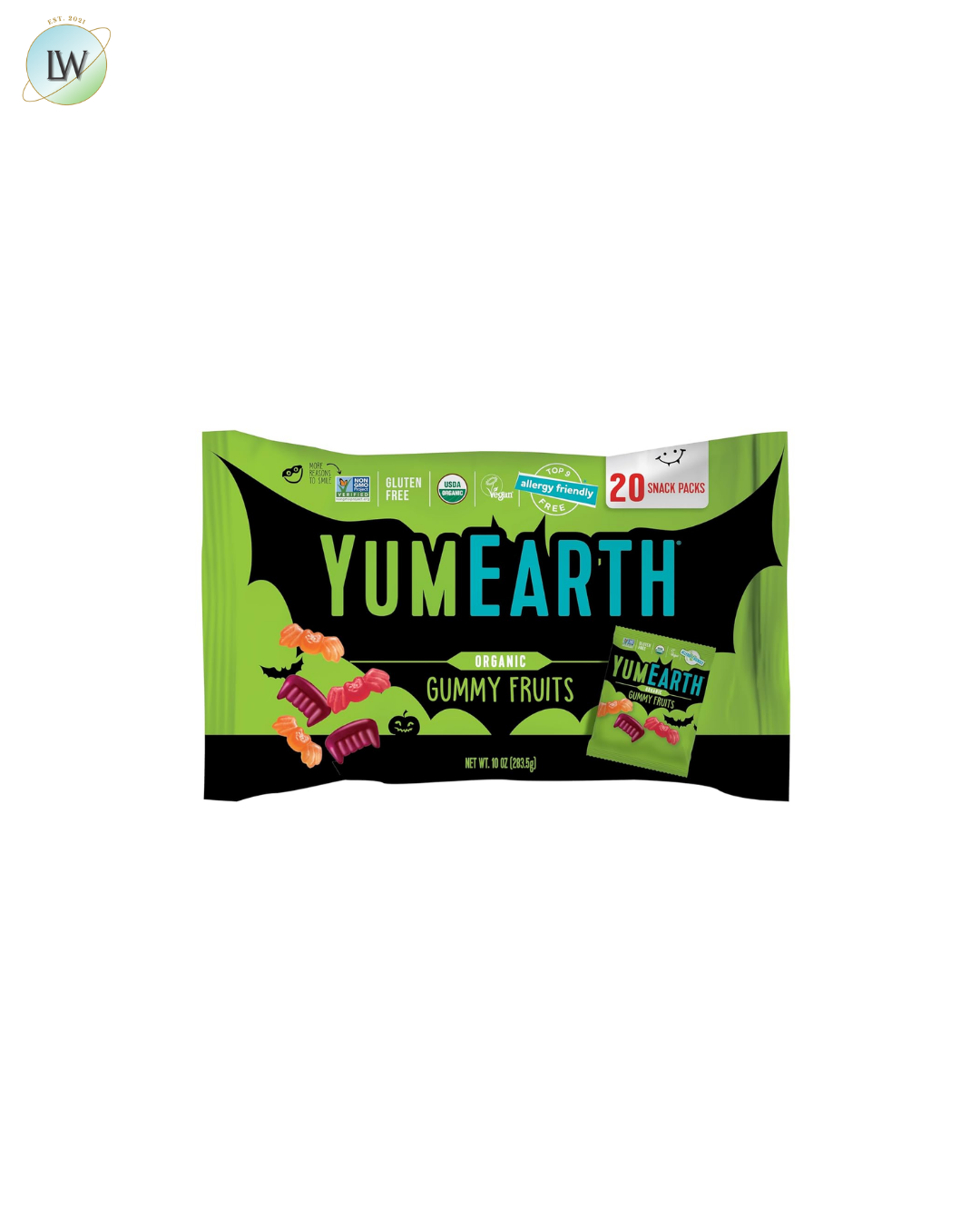 YumEarth Organic Halloween Gummy Fruits, 0.5 oz, 20 pk.