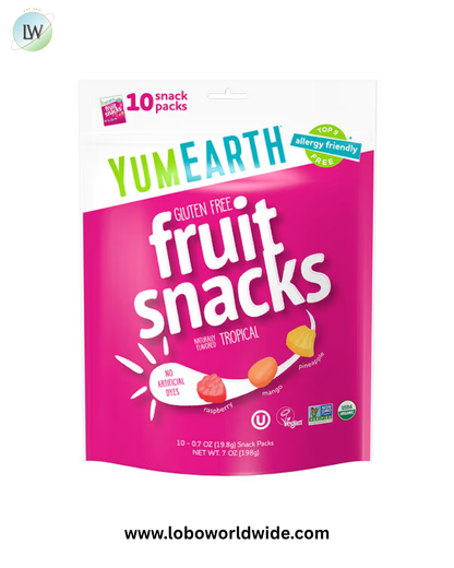YumEarth, Gluten Free Fruit Snacks, Tropical, Snack Packs, 0.7 oz (19.8 g) Each