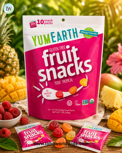 YumEarth, Gluten Free Fruit Snacks, Tropical, Snack Packs, 0.7 oz (19.8 g) Each