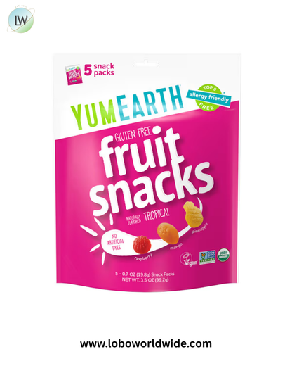 YumEarth, Gluten Free Fruit Snacks, Tropical, Snack Packs, 0.7 oz (19.8 g) Each