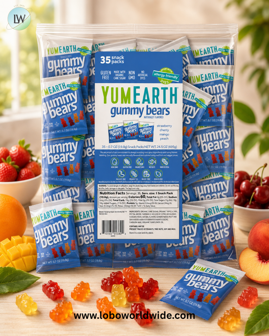 YumEarth, Gummy Bears, Assorted, 35 Snack Packs, 0.7 oz (19.8 g) Each