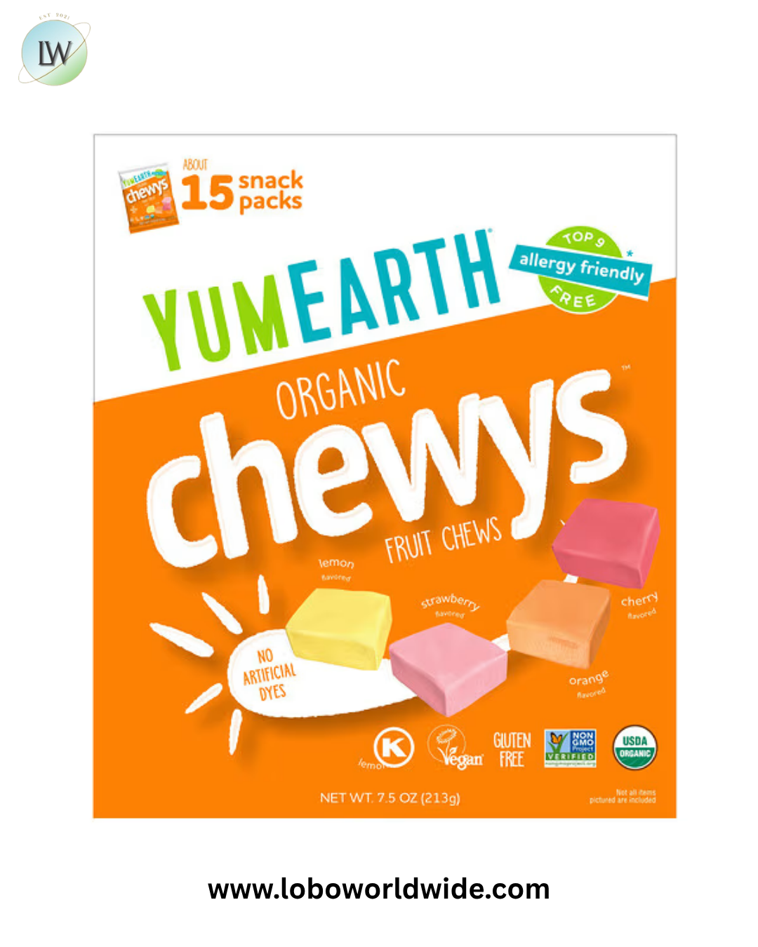 YumEarth, Organic Chewys™, Fruit Chews, 15 Snack Packs, 0.5 oz (14 g) Each