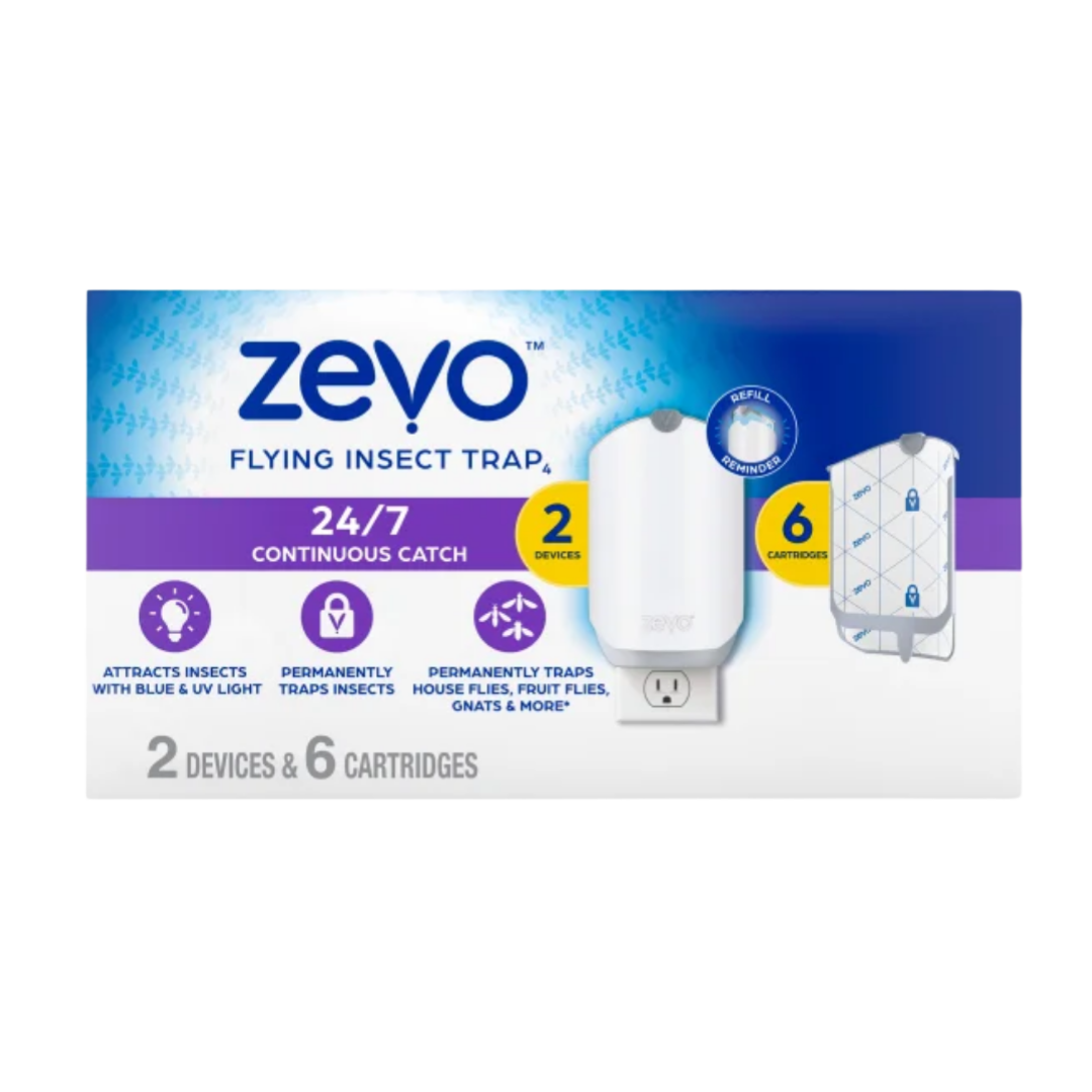 Zevo Flying Insect Trap Starter Kit, 2 Devices + 6 Refills