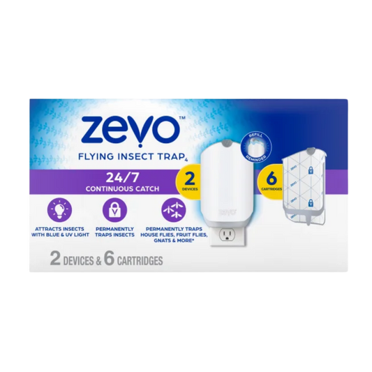 Zevo Flying Insect Trap Starter Kit, 2 Devices + 6 Refills