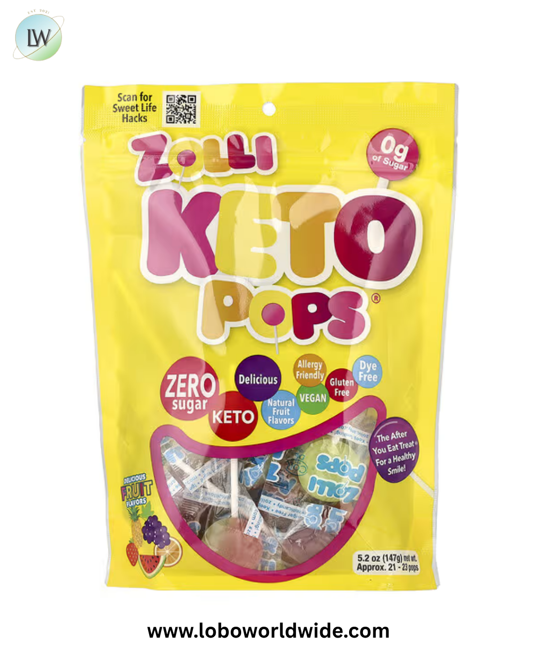Zollipops, Keto Pops®, Fruit, Approx. 21-23 Pops, 5.2 oz (147 g)