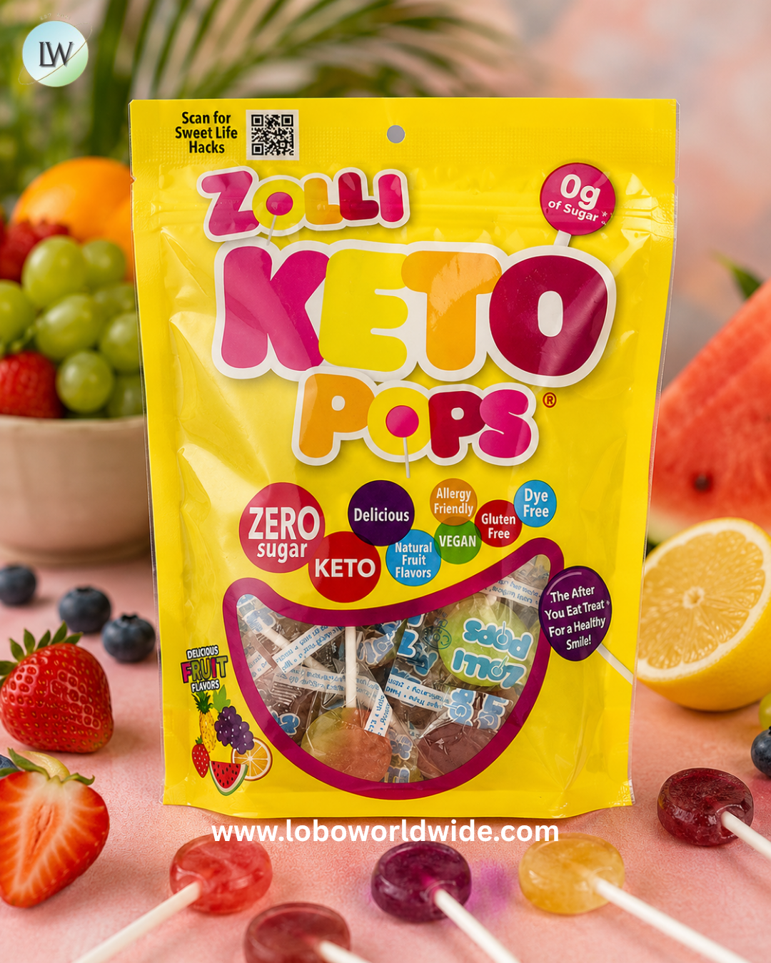 Zollipops, Keto Pops®, Fruit, Approx. 21-23 Pops, 5.2 oz (147 g)