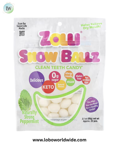 Zollipops, Zolli® Snow Ballz, Naturally Strong Peppermint, Approx. 22 Pieces, 3.1 oz (88 g)