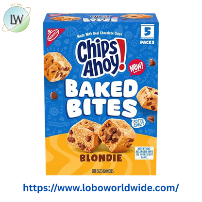 CHIPS AHOY! Chocolate Chip Cake Bites, Baked Blondie, 5 - 1.5 oz Packs Shelf Stable Cardboard Box