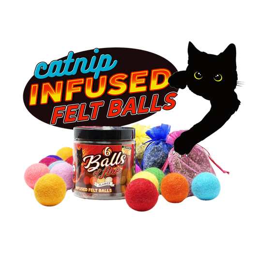 Catnip Infused Felted Balls Cat Toy with Recharging Tin