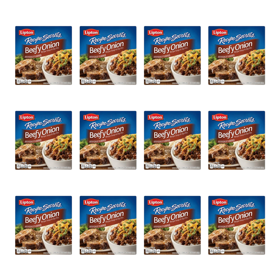 Recipe Secrets Lipton Recipe Soup and Dip Mix, Beefy Onion, 2.2 oz, (12 Packs)