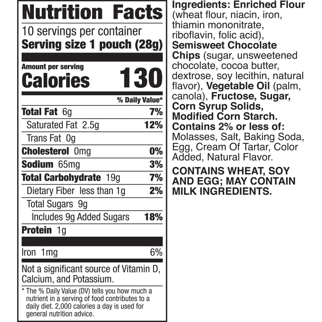 Pillsbury Mini Soft Baked Cookies, Chocolate Chip, Snack Bags, 10 ct