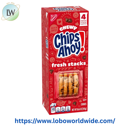 CHIPS AHOY! Fresh Stacks Chewy Chocolate Chip Cookies, Travel Snacks, 8.66 oz (4 Multi Snack Packs)
