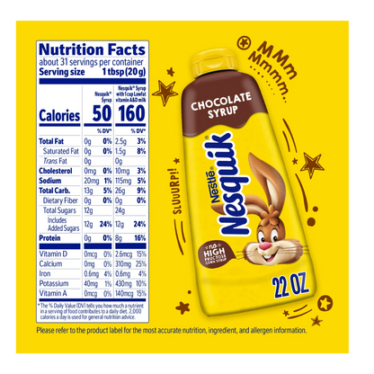 Nesquik Chocolate Syrup for Milk or Ice Cream, 22 oz (Pack of 3)