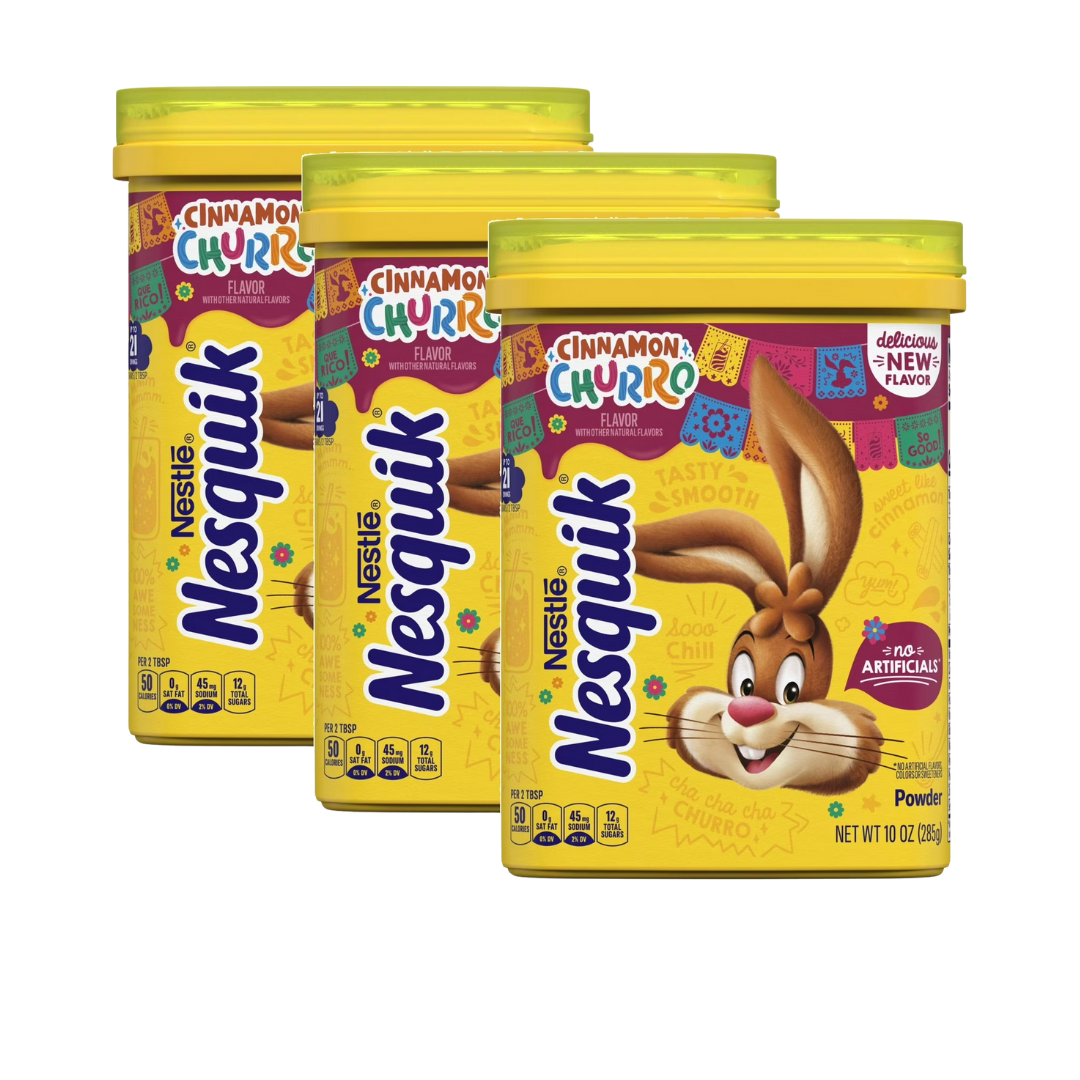 Nesquik Cinnamon Churro Flavor Powder Drink Mix, 10 oz (Pack of 3)