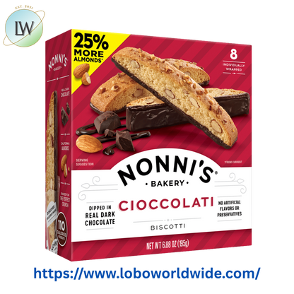 Nonni's, Cioccolati Biscotti, Dark Chocolate Almond Cookie, 6.8 oz (195g), 8 Count, Ready to Eat