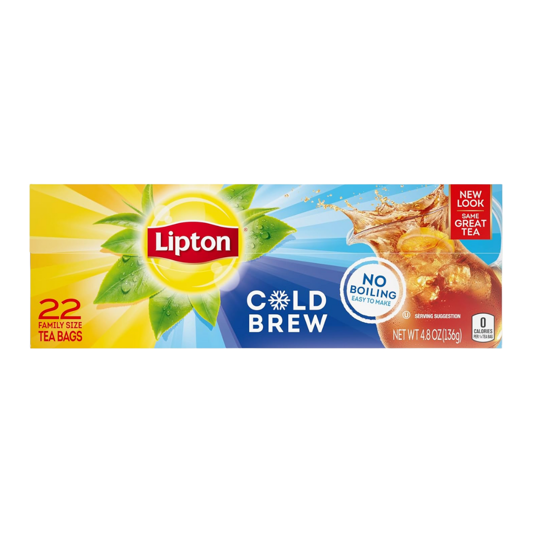 Lipton Cold Brew Iced Tea Bags, Family Size Zero Calories, 22 Tea Bags