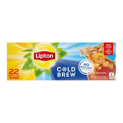 Lipton Cold Brew Iced Tea Bags, Family Size Zero Calories, 22 Tea Bags