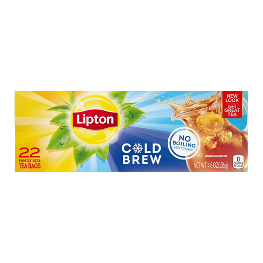 Lipton Cold Brew Iced Tea Bags, Family Size Zero Calories, 22 Tea Bags