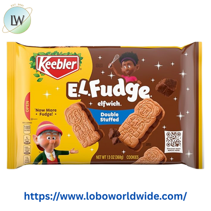 Keebler E.L. Fudge Double Stuffed Elfwich Cookies, Sandwich Cookies Stuffed with Cr�me Filling, 13 oz
