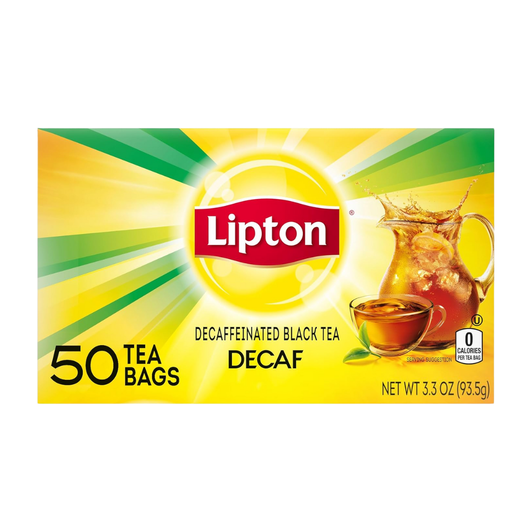 Lipton Decaf Black Tea Bags, Hot or Iced Caffeine Free Tea, 50 Tea Bags