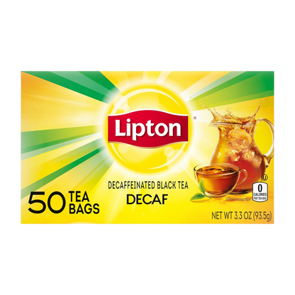 Lipton Decaf Black Tea Bags, Hot or Iced Caffeine Free Tea, 50 Tea Bags