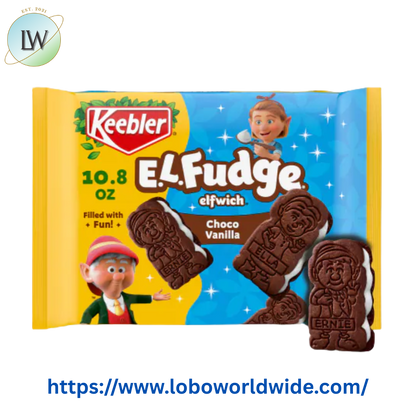 Keebler E.L. Fudge Elfwich Cookies, chocolate-y and vanilla flavor Sandwich Cookies, Fun Shaped Treat, 10.8 oz Pack