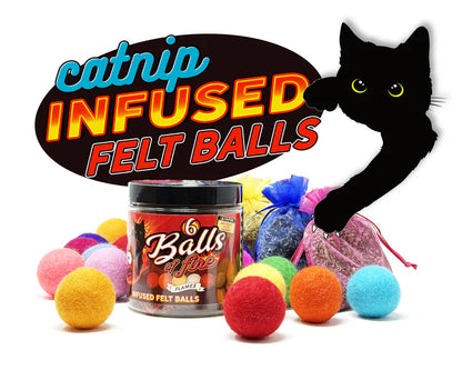 Creekwood Naturals Catnip Infused Felted Balls Cat Toy with Recharging Tin
