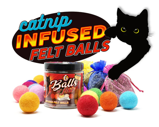 Creekwood Naturals Catnip Infused Felted Balls Cat Toy with Recharging Tin