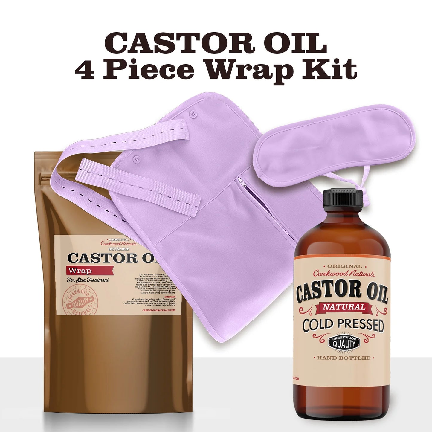 Creekwood naturals Castor Oil Pack - 4 piece Castor Oil Wrap Kit