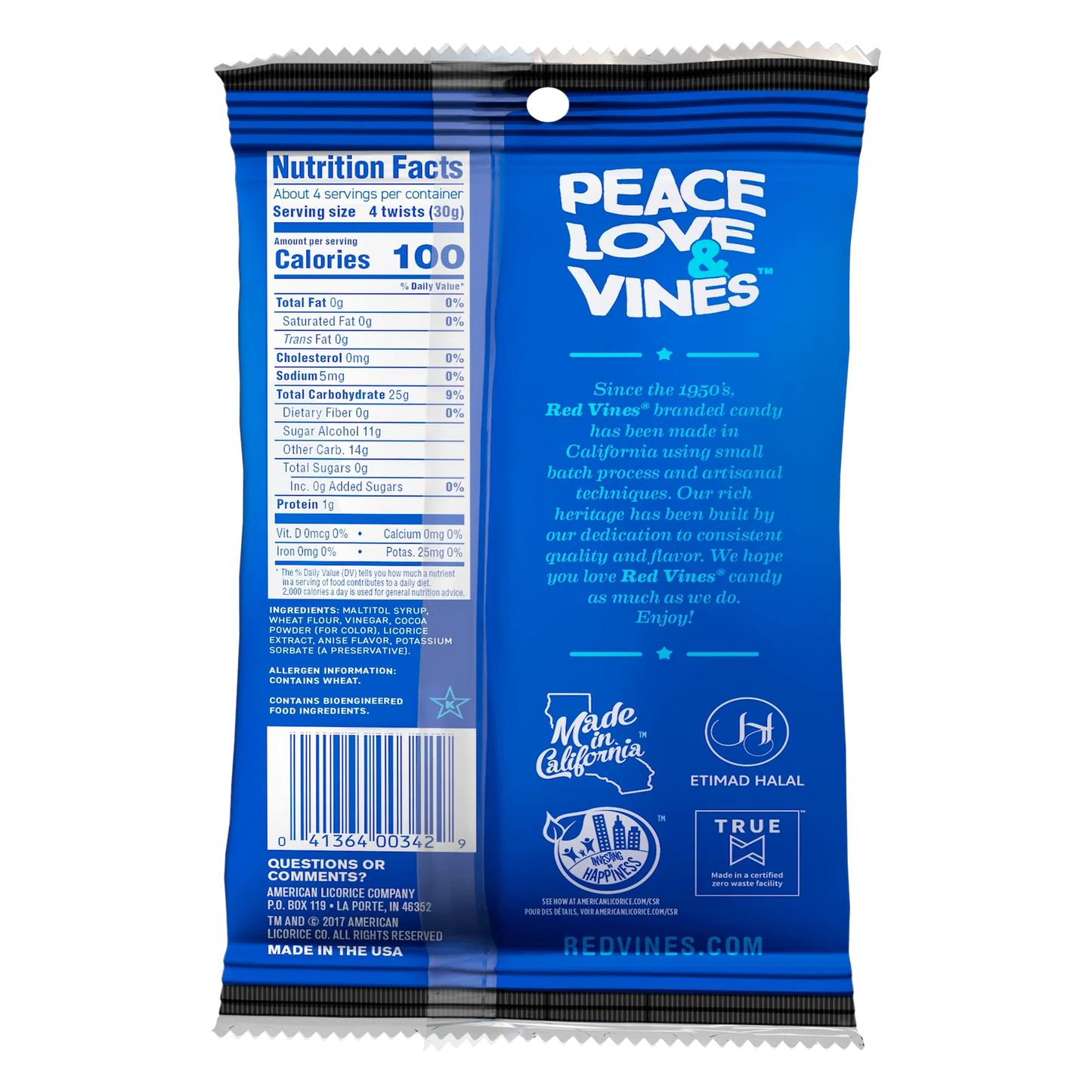 American Licorice Sugar Free Black Licorice Vines, 1 bag (5 oz)