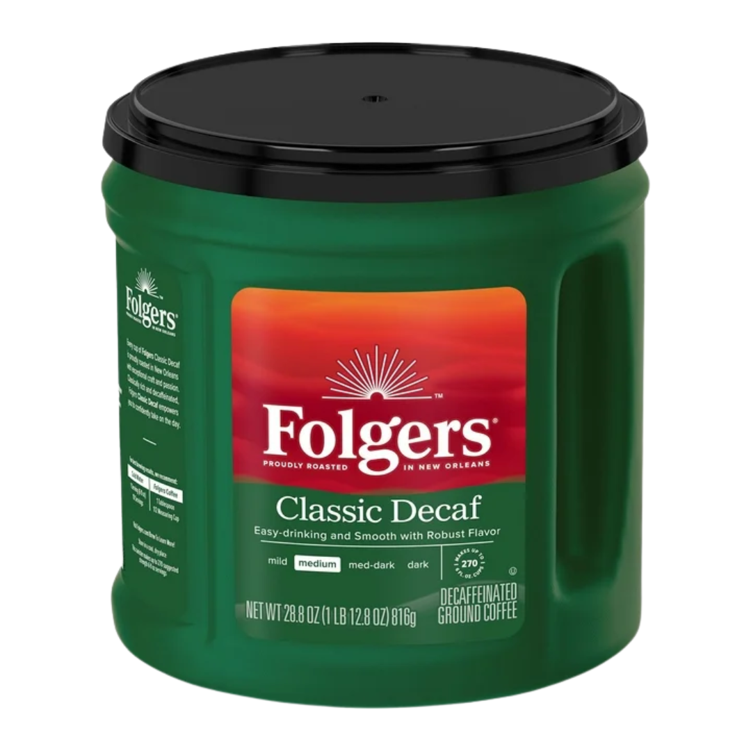 Folgers Decaffeinated Classic Roast Ground Coffee, 28.8 oz.