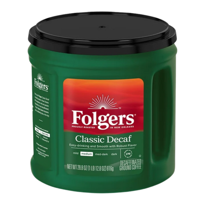 Folgers Decaffeinated Classic Roast Ground Coffee, 28.8 oz.