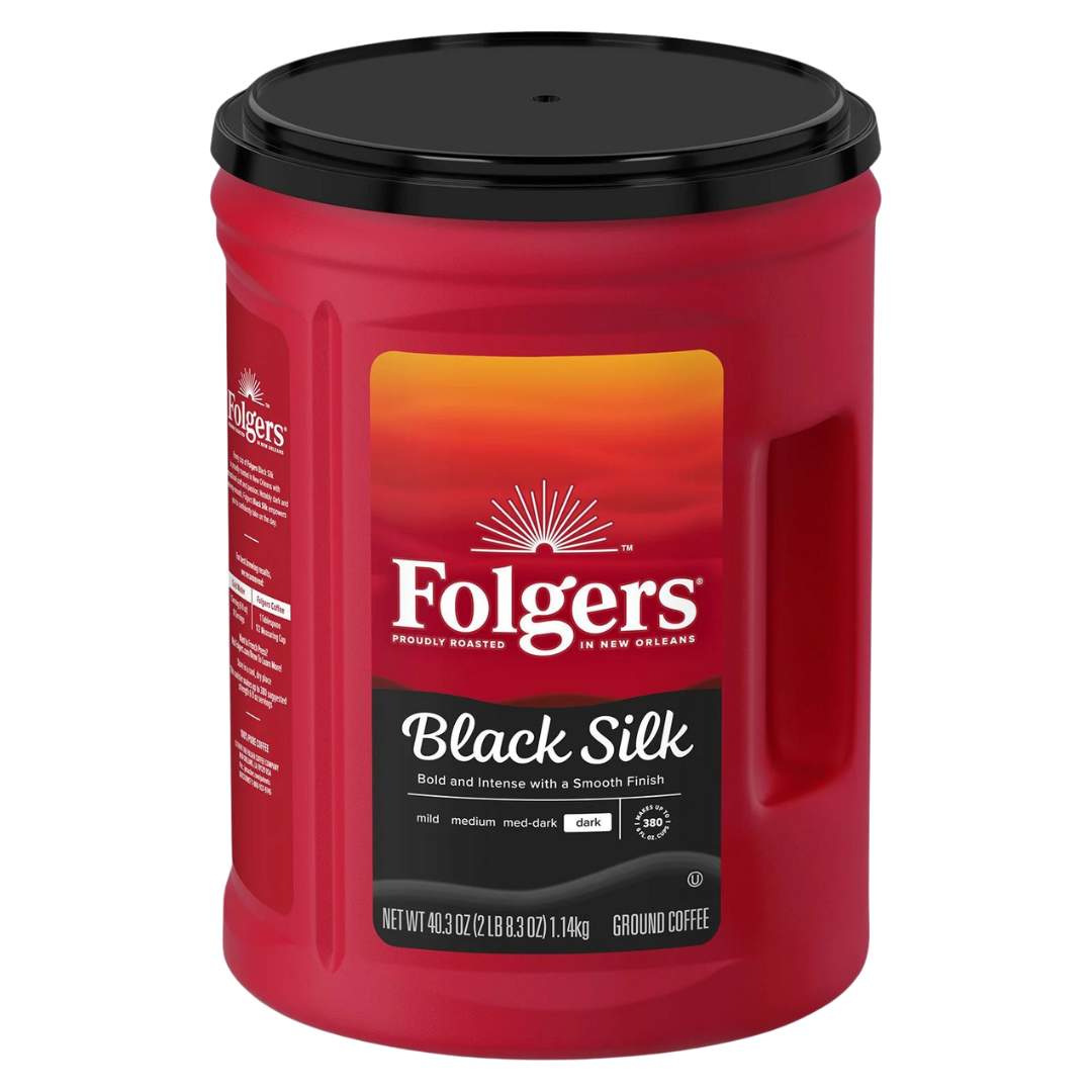 Folgers Dark Roast Ground Coffee, Black Silk, 40.3 oz.