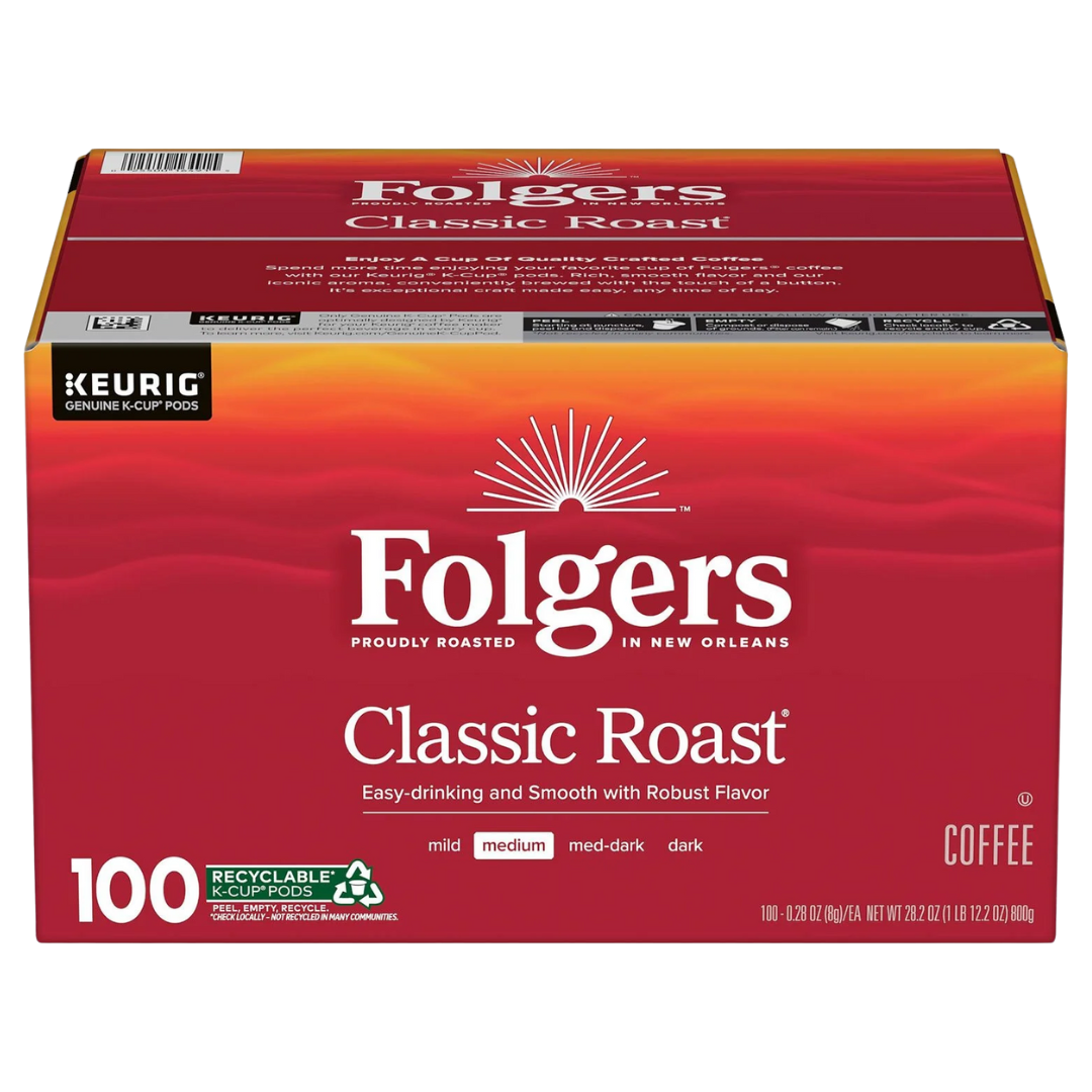Folgers Classic Medium Roast K-Cup Coffee Pods, 100 ct.