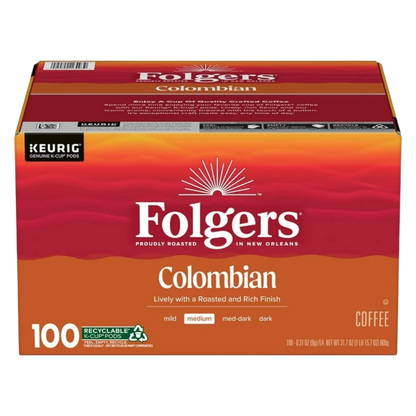 Folgers Medium Roast K-Cup Coffee Pods, 100% Colombian, 100 ct.