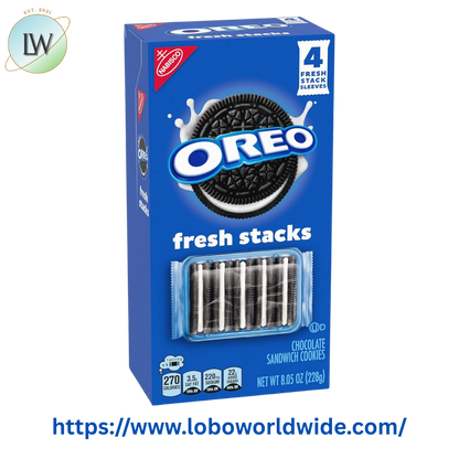 OREO Fresh Stacks Chocolate Sandwich Cookies, Travel Snacks, 8.05 oz (4 Multi Snack Packs)