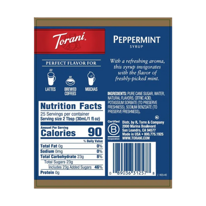 Torani Puremade Peppermint Flavoring Syrup 750 mL