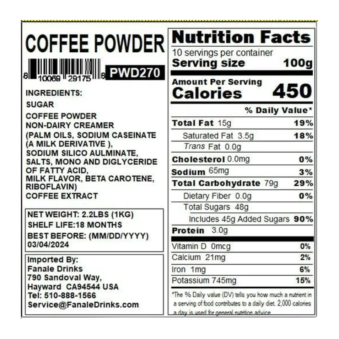 Fanale Coffee Powder Mix 2.2 lb.