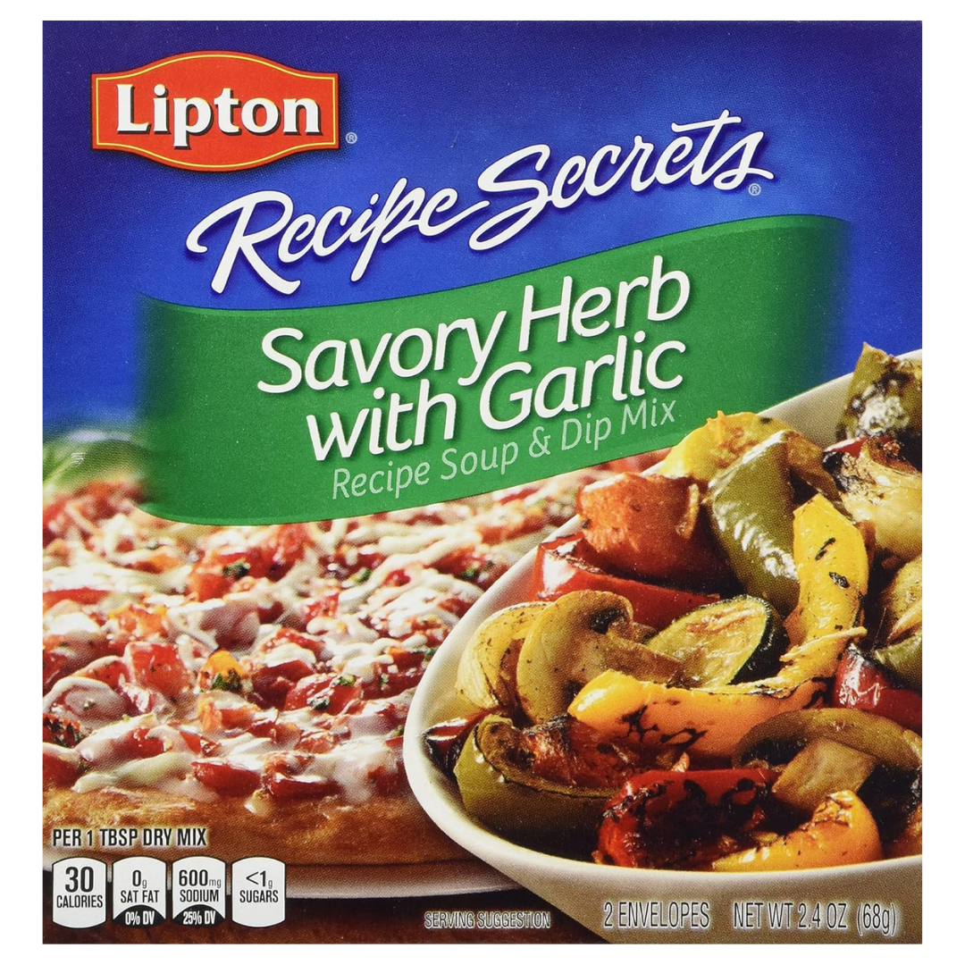 Recipe Secrets Lipton Recipe Soup and Dip Mix, Savory Herb with Garlic, 2.4oz (12 Packs)