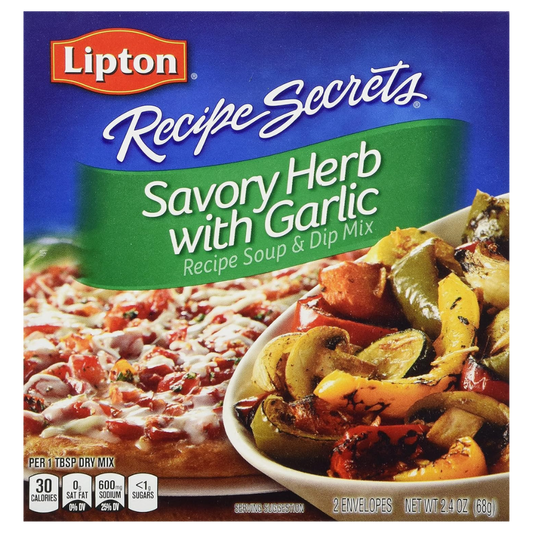 Recipe Secrets Lipton Recipe Soup and Dip Mix, Savory Herb with Garlic, 2.4oz (12 Packs)