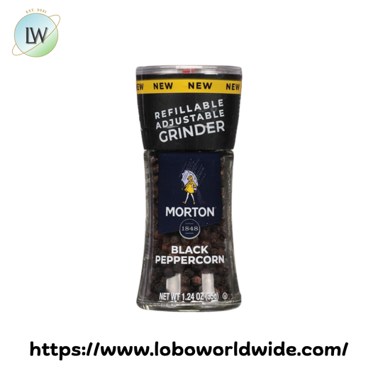 Morton 1.24 oz. Black Peppercorn Glass Mill