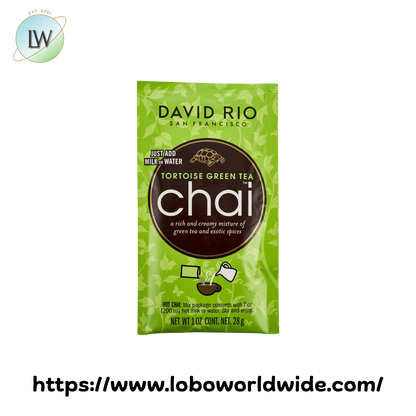 David Rio Tortoise Green Tea Chai Tea Latte Single Serve Packets - 12/Box