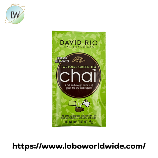 David Rio Tortoise Green Tea Chai Tea Latte Single Serve Packets - 12/Box