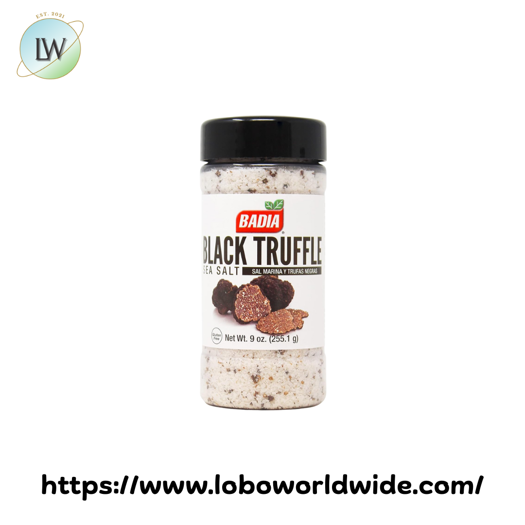 Badia 9 oz. Black Truffle Sea Salt - 6/Case