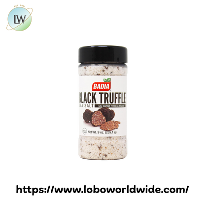 Badia 9 oz. Black Truffle Sea Salt - 6/Case