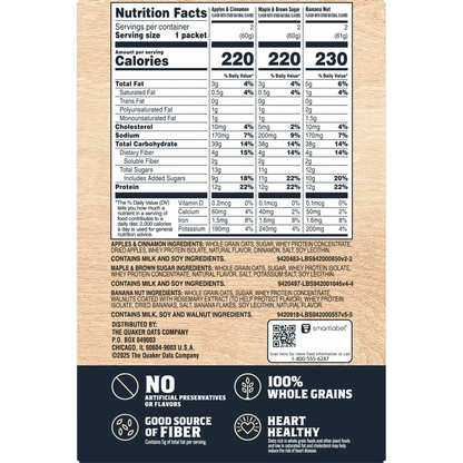 Quaker Instant Oats Hot Cereal, Protein Variety, 12.76 oz 6 Count