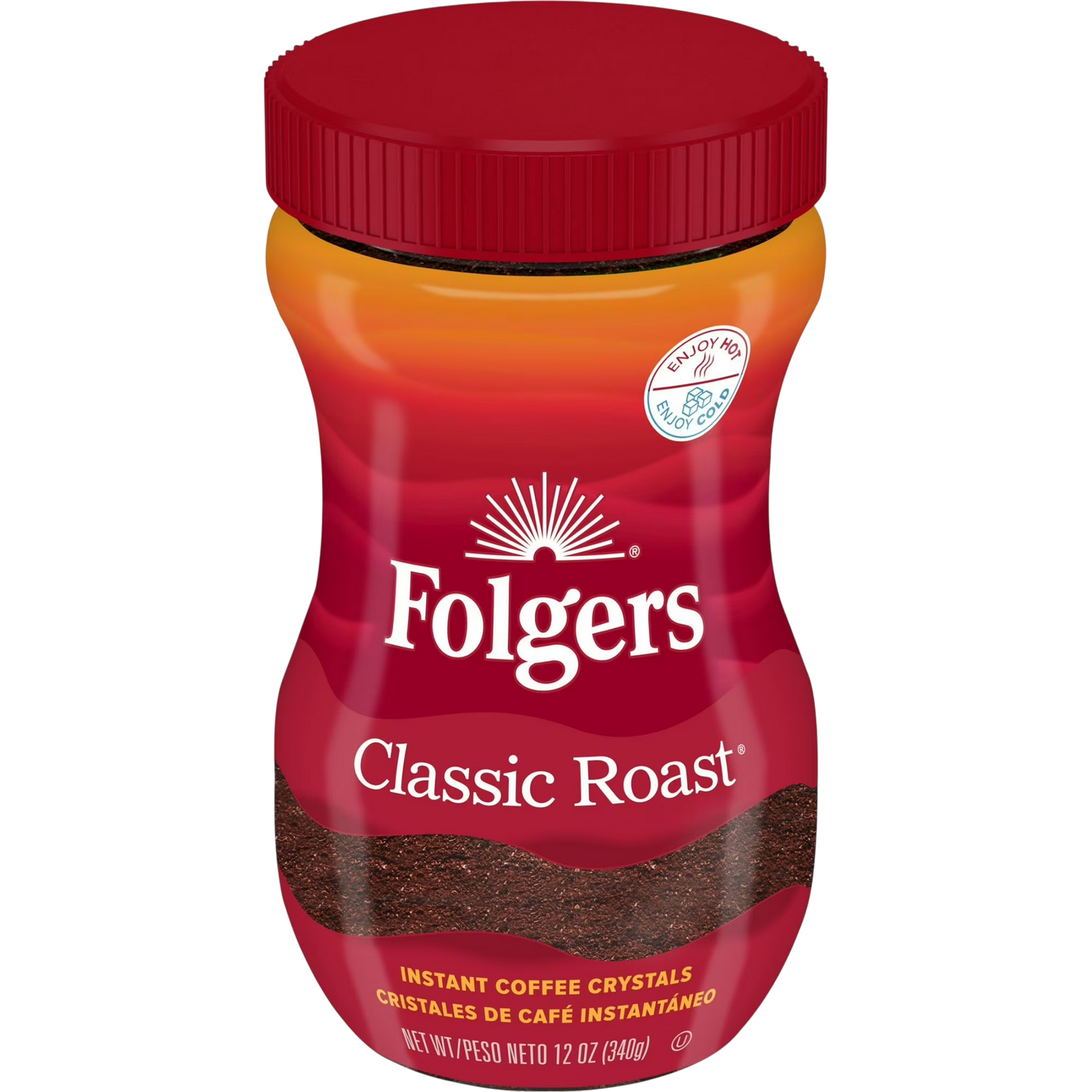 Folgers Classic Roast Instant Coffee Crystals, 12 Ounces (Pack of 6)